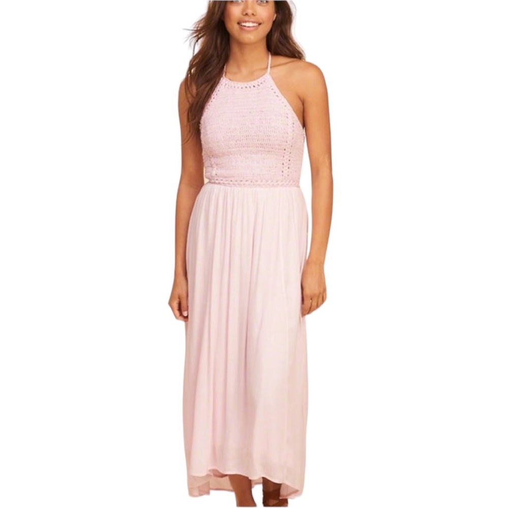 Hollister Crochet Halter Hi Low Maxi Dress